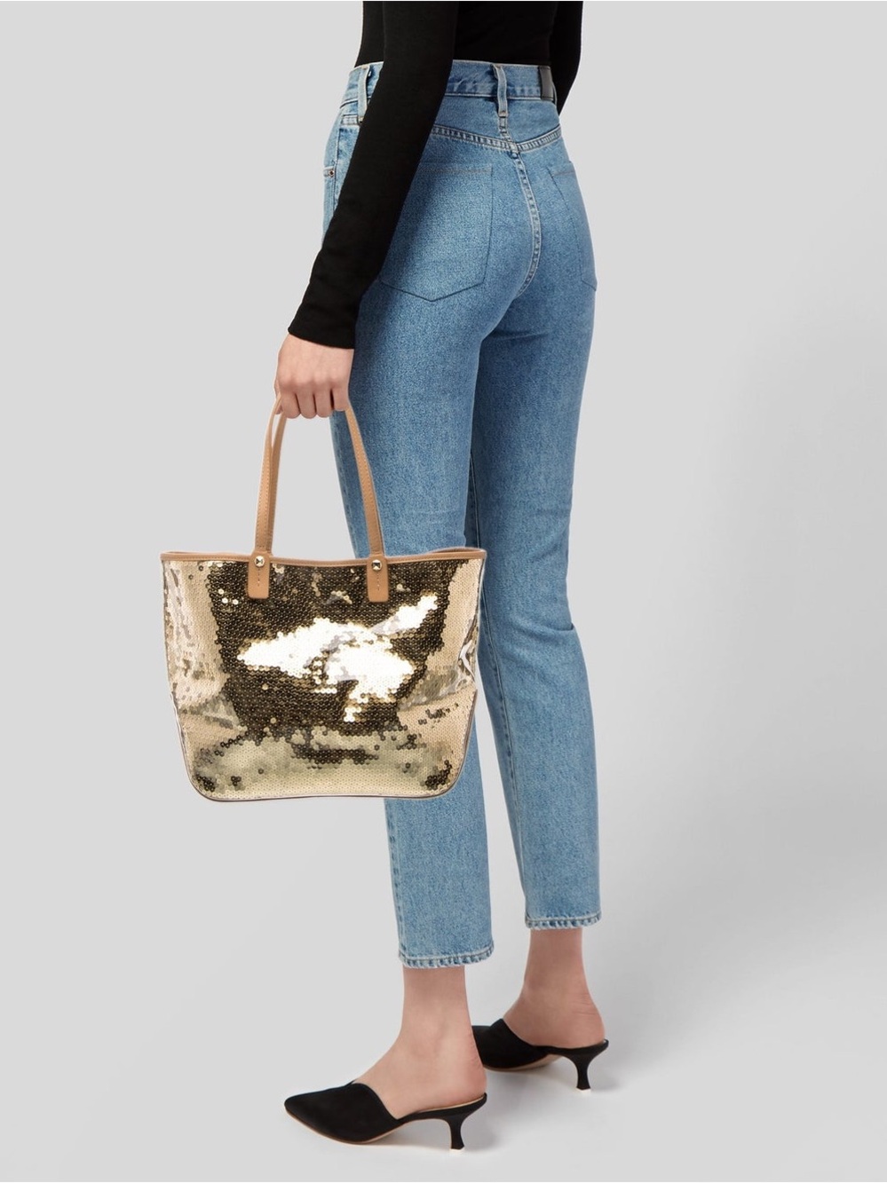 Henri Bendel Gold Sequin Goddess Tote & Dusty NWOT